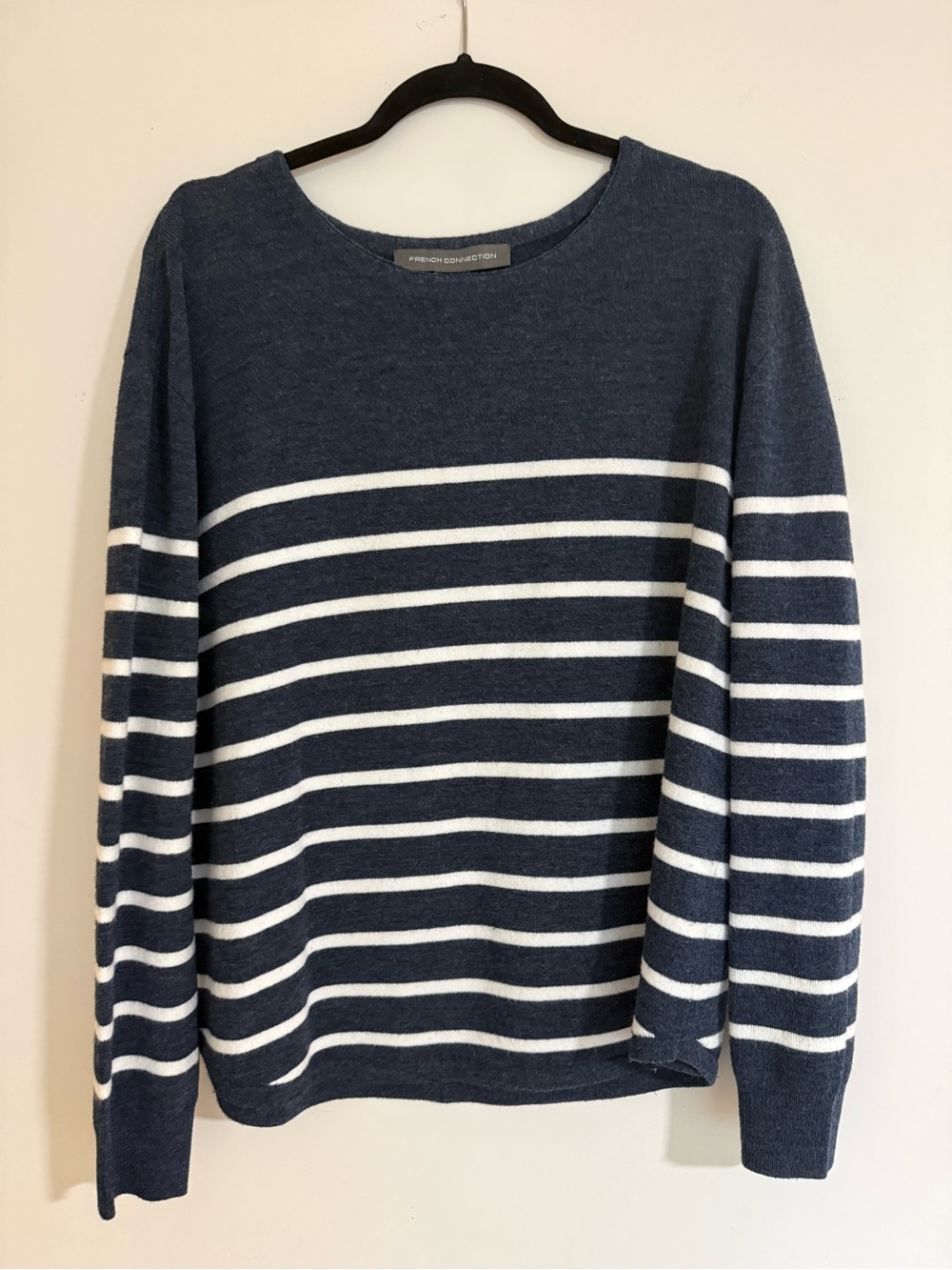 French Connection Navy & White Striped Crewneck Sweater